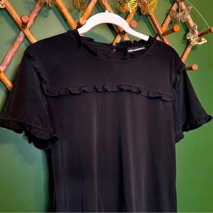 Karl Lagerfeld Black Ruffle Top